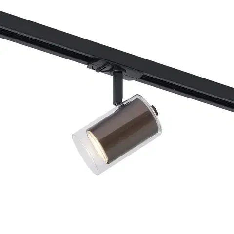 Koľajnicové svetelné systémy Moderný reflektor tmavý bronz s čírym sklom pre koľajnicový systém 1-fázový - Iconic Lloyd