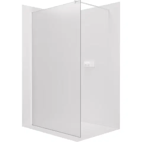 Sprchové dvere CERANO - Sprchová zástena Walk-in Onyx Round Ľ/P - 8 mm - guľatá vzpera - biela matná, mliečne sklo - 160x200 CER-8050BD250