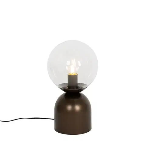 Stolné lampy Stolná lampa Hotel Chic tmavá bronzová s čírym sklom - Pallon Trend
