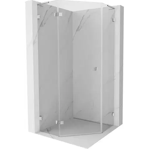 Sprchovacie kúty MEXEN/S - Lunar L sprchový kút päťboký krídlový ľavá 100 x 100, transparent, chróm 831L-100L-100P-01-00-L