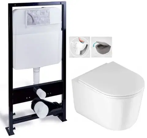 Závesné wc sety PRIM predstenový inštalačný systém bez tlačidla + WC DEANTE Jasmin so sedadlom RIMLESS /VÍROVÉ SPLACH/ PRIM_20/0026 X JA1