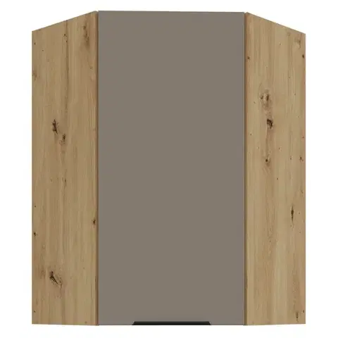 Kuchynské horné skrinky KONDELA Frisbo 60x60 GN-90 1F horná rohová kuchynská skrinka sandgrau / dub artisan