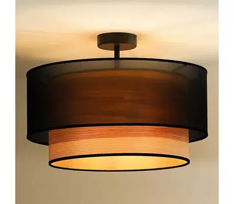 Svietidlá  - Prisadený luster WOOD BOHO 1xE27/15W/230V pr. 45 cm čierna/béžová 604932