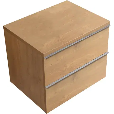 Kúpeľňový nábytok CERANO - Kúpeľňová skrinka Velora - dub medový, úchytka chrómová + doska pod umývadlo Navira Pro - 36 mm - 70x56,6x46,5 CER-668612