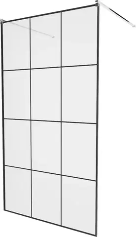Sprchové dvere MEXEN/S - KIOTO samostatne stojaca sprchová zástena 110 x 200, transparent/čierna vzor 8 mm, chróm 800-110-002-01-77