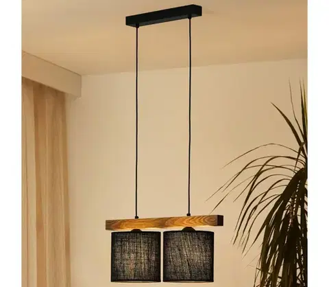 Svietidlá BRILAGI - Luster na lanku FOREST 2xE27/15W/230V borovica/čierna 5903240292509