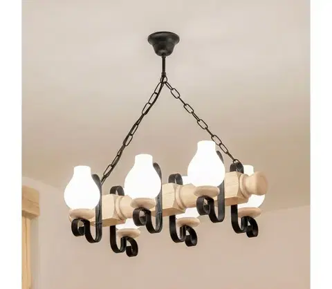 Svietidlá BRILAGI - Luster na reťazi RUSTIC 6xE14/40W/230V dub EX-01099