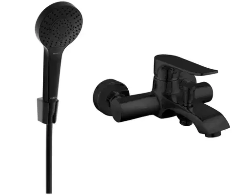 Kúpeľňové batérie MEXEN/S - Pecos R05 vaňová batéria so sprchou set, čierna 7273R05-70
