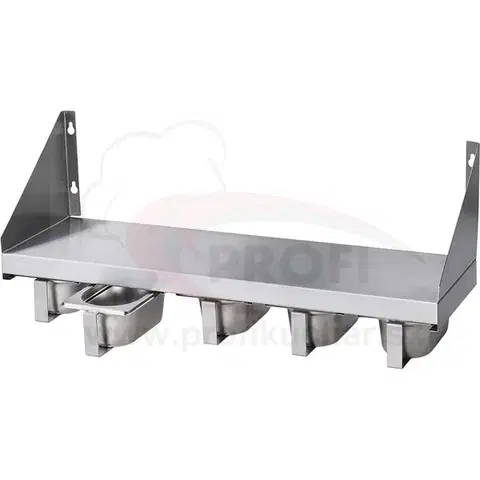 Stojany STALGAST Nástenná polica s koreničkami - 5x GN 1/9 - 6,5 cm