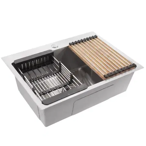 Kuchynské drezy REA REA - Oceľový drez so sadou príslušenstva 3 ks Liam Brush Nickel KPL-06036