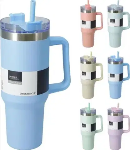 Termosky a termohrnčeky Kinekus Termohrnček nerezový so slamkou 1200 ml mix farieb