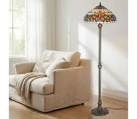Lampy BRILAGI - Tiffany vitrážová stojacia lampa LUISA 2xE27/60W/230V 63071