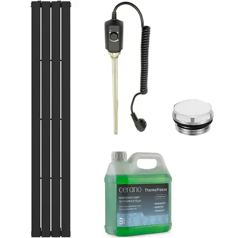 Doplnky do kúpeľne CERANO - Kúpeľňový elektrický radiátorový set Arlen - 600W - čierna matná - 1800x300 mm CER-426578
