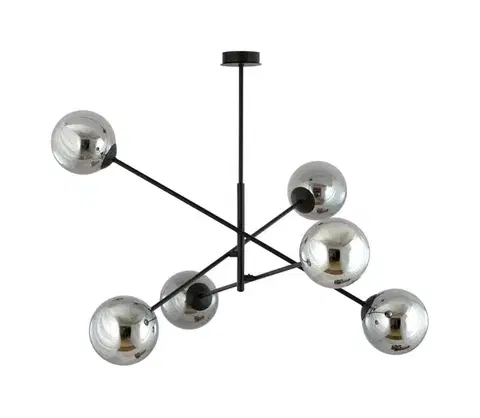 Svietidlá EMIBIG Luster na tyči LINEAR 6xE14/10W/230V čierna/šedá 1167/6