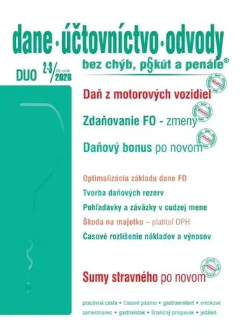 Dane, účtovníctvo Dane účtovníctvo odvody 2-3/2026 - Daň z motorových vozidiel - Kolektív autorov