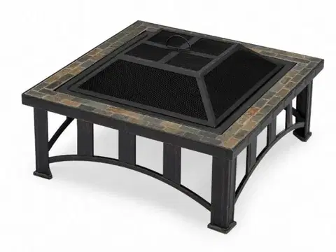 Ohniská GARDENKUS Ohnisko oceľové štvorec s obkladom 76x76cm pevné GARDENKUS