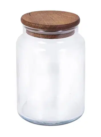 Dózy na potraviny MAKRO - Dóza 890ml, sklo číre a drevený vrchnák