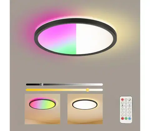 Svietidlá BRILAGI - LED RGB stmievateľné svietidlo ULTRA SLIM LED/18W/230V Ø 30 cm čierne + diaľkové ovládanie BRI237
