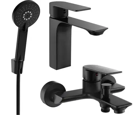 Kúpeľňové batérie MEXEN/S - Alexa SET umývadlová + vaňová batéria s príslušenstvom R40, čierna 71203R40-70