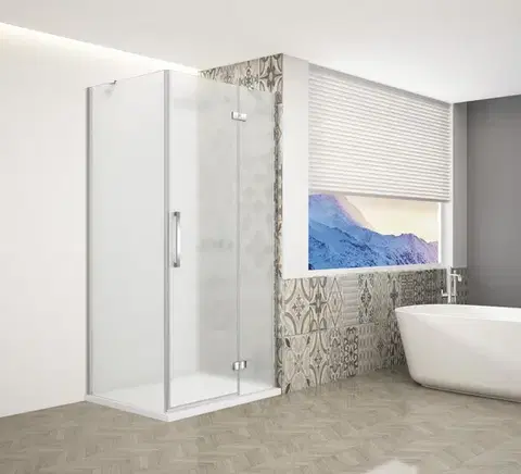 Sprchovacie kúty GELCO TRINITY CHROM štvorcový kút 1200x1200 pravý, matné sklo, GT5612-12MR-CH GT5612-12MR-CH