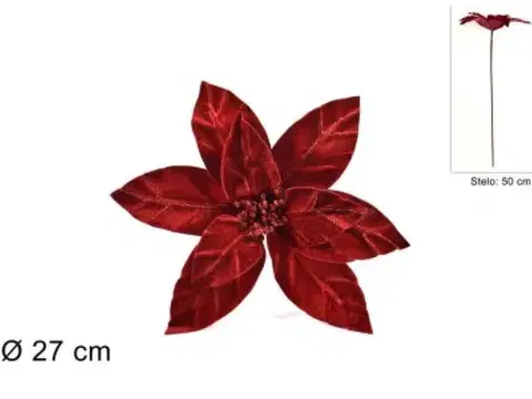 Vianočné dekorácie MAKRO - Ruža vianočná 50cm