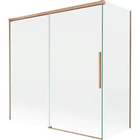 Sprchové dvere MEXEN/S - Rox vaňová zástena 2-krídlová posuvná 160 + 75 x 150, transparent, měď kartáčovaná 8C9-160-075-65-00