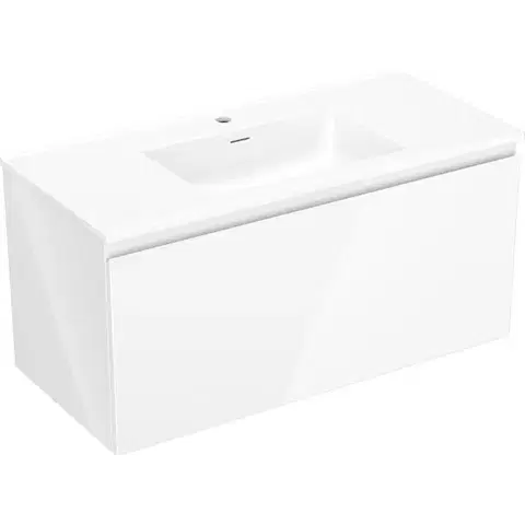 Kúpeľňový nábytok MEXEN/S - Orio kúpeľňová skrinka 100 cm s umývadlom Otis, 1 šuplík, biela lesk 91A10-10047-1-BF00-W18M00