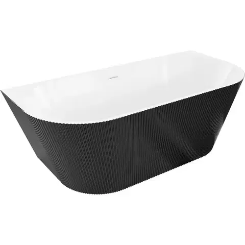 Vane MEXEN/S - Oris voľne stojaca vaňa nástenná reliéf 150 x 75, biela/čierna, sifón a prepad biela 52871507575-20
