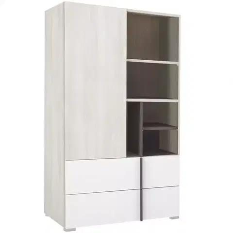 Vitríny a regály do obývačky Regál Remo RM6 dub wilton/biela/antracit