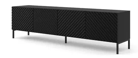 TV stolíky ArtBm Tv stolík SURF 200 | 4D Prevedenie: Čierny mat / čierne nohy