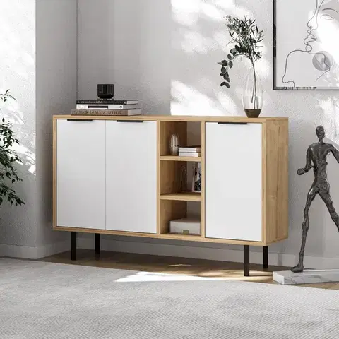 Komody Konzolový stolík Viyana - Sapphire Oak, White