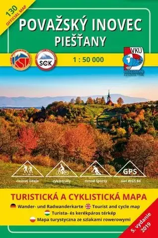 Turistika, skaly Považský Inovec - Piešťany - TM 130, 1: 50 000
