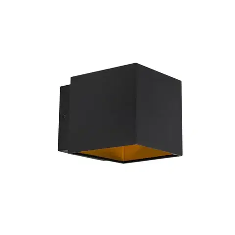 Nástenné osvetlenie Dizajnová nástenná lampa čierna/zlatá vrátane LED - Caja