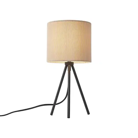 Stolné lampy Moderná stolná lampa s trojnožkou v taupe farbe so zamatovým tienidlom - Luz