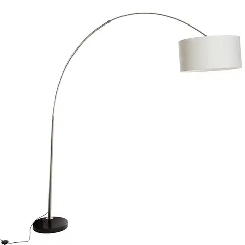 Oblúkové lampy Oceľová oblúková lampa s bielym látkovým tienidlom 50 cm - XXL