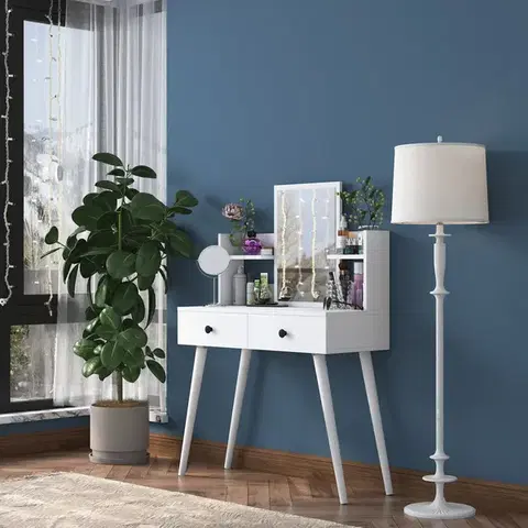 Kozmetický stolík GLENN kozmetický stolík so zrkadlom, biela