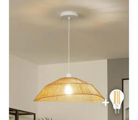 Svietidlá BRILAGI - LED luster na lanku CERIA BOHO 1xE27/40W/230V pr. 50 cm hnedá EG300171+EG781097