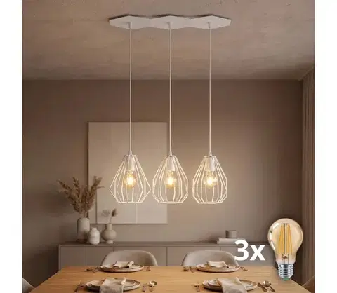 Svietidlá  LED luster na lanku BRYLANT 3xE27/60W/230V biely 2225