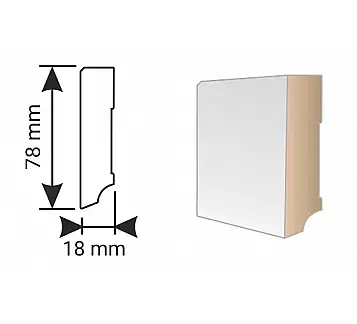 Soklové lišty > KP 80 MDF lišta KP 80 F rovná hrana 00088