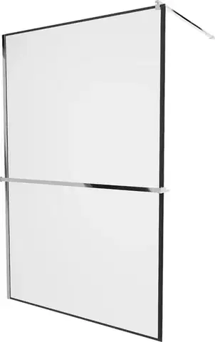 Sprchové dvere MEXEN/S - KIOTO Sprchová zástena WALK-IN s poličkou a držiakom uterákov 70 x 200, transparent/čierna 8 mm, chróm 800-070-121-01-70