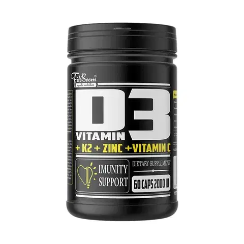 Vitamín D Vitamín D3,K2,Zinok,Vitamín C - FitBoom 60 kaps.