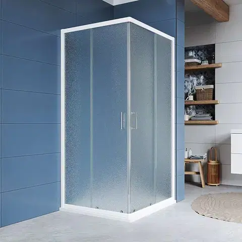 Sprchovacie kúty Mereo Sprchovací kút, Kora, štvorec, zasúvací, 80x80 cm, biely ALU, sklo Grape CK34111Z