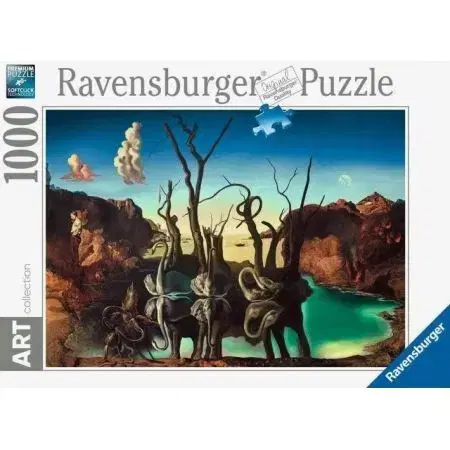 1000 dielikov Ravensburger Puzzle Salvador Dalí: Labute odrážajúce sa vo vode ako slony 1000 Ravensburger