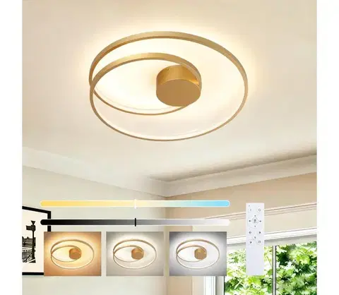 Svietidlá BRILAGI- stmievateľné LED stropné svietidlo TWISTER LED/48W/230V pr. 50 cm zlaté + diaľkový ovládač BRI494