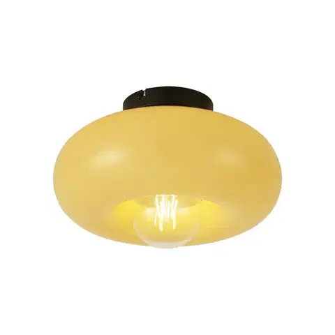 Stropné osvetlenie Retro Ceiling Lamp Black with Yellow Glass 30cm - Glaze