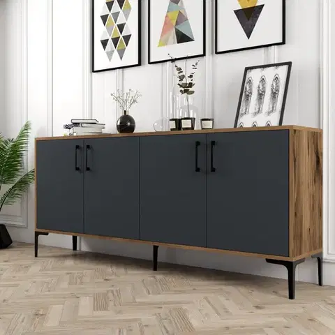 Komody Konzolový stolík Kiev - Walnut, Anthracite