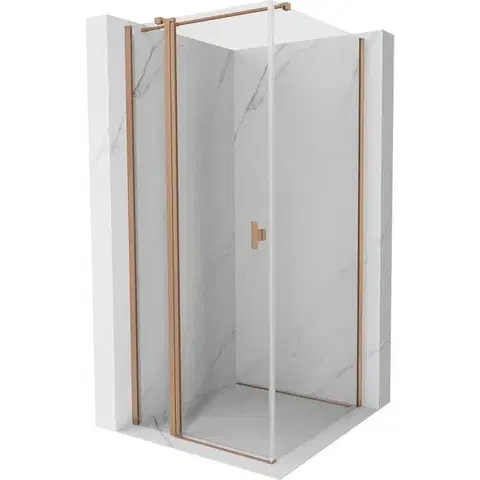 Sprchovacie kúty MEXEN/S - Mist T sprchovací kút dvere krídlové 110 x 110, transparent, meď kartáčovaná 8A4T-110-110-65-00