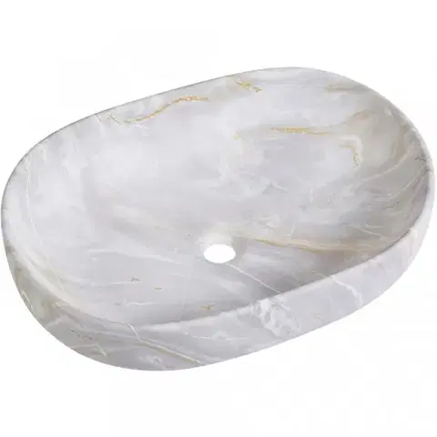 Umývadlá CERANO - Umývadlo keramické Deno - na dosku - mramor so zlatým dekórom - 59x41 CER-432956