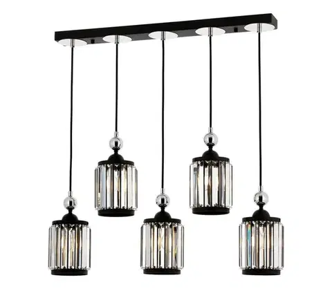 Svietidlá  Luster na lanku CRYSTALLINE 5xE27/40W/230V čierny 301AUR1275