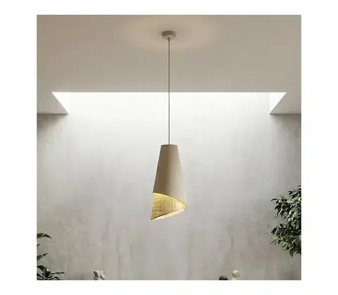 Svietidlá EMIBIG Závesné svietidlo na lanku MODA 1xE27/15W/230V béžová/ratan 1620/1